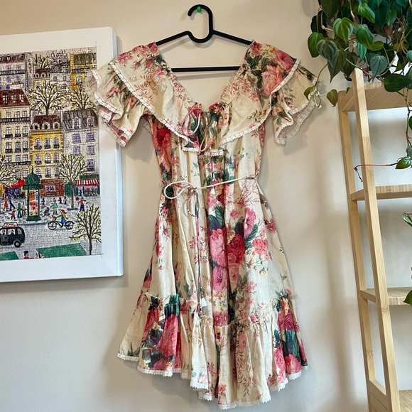 Zimmermann Laelia Frill Tier Short Dress Meadow Floral size 0 - Picture 3 of 14